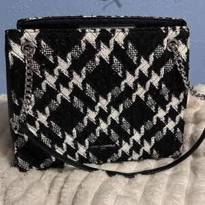 Karl Lagerfeld Paris Charlotte Houndstooth Pattern Shoulder Bag